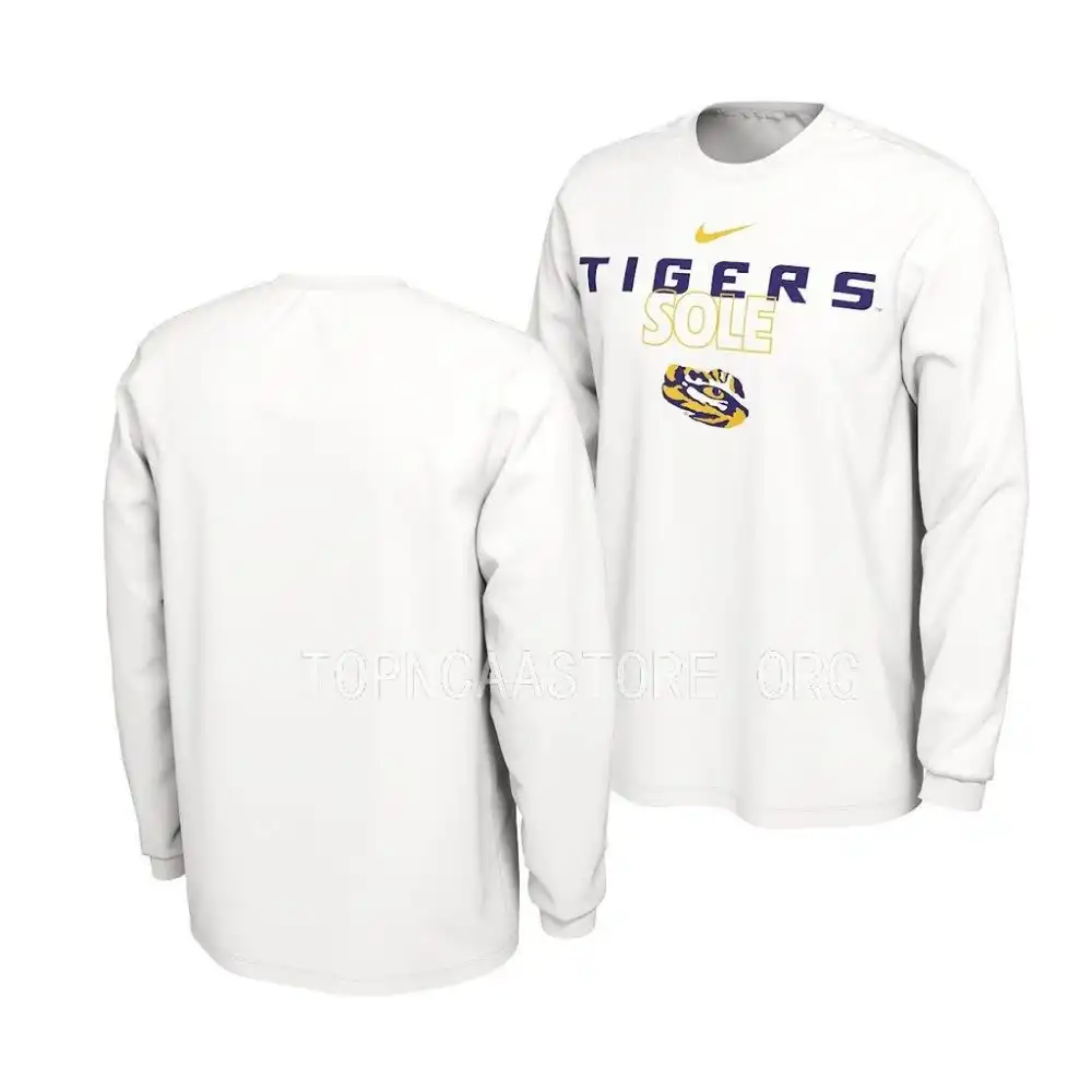 Men's LSU Tigers White On Court Long Sleeve NCAA Basketball T-Shirt